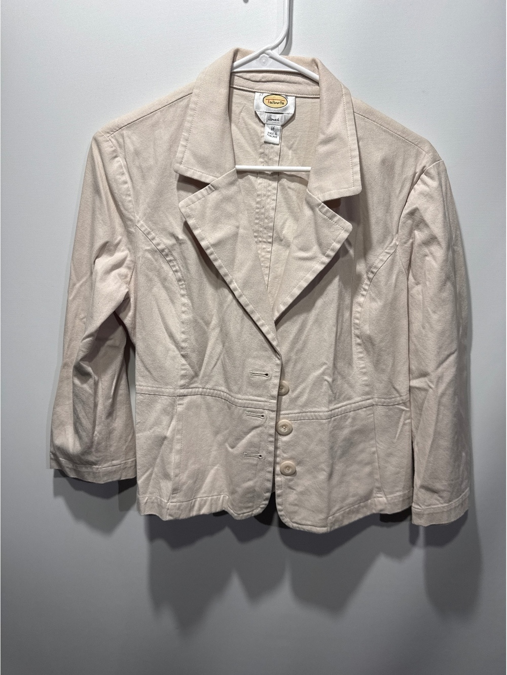 Talbots Women's Beige Stretch Cotton Blazer Jacket Size 10